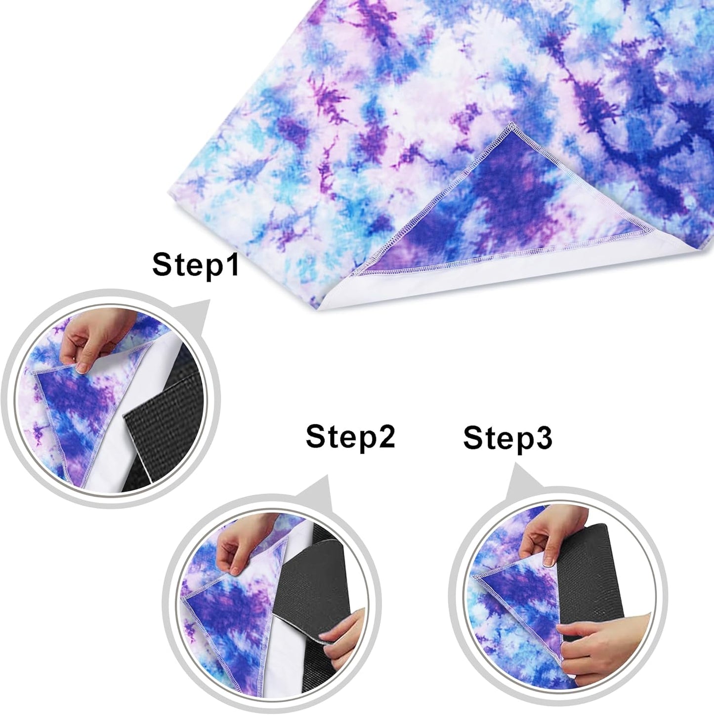 Yoga Mat Towel with Corner Pockets - Microfiber Yoga Towels for Hot Yoga Non Slip Moisture Wicking Sweat Absorbent, Tree of Life Yoga Towel Easy for Travel, Use in Hot Yoga,Bikram,Pilates and Fitness