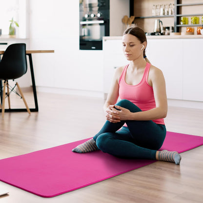 Fitvids Yoga Mat, 1/2-Inch Extra Thick High Density Exercise Mat, Anti-Tear Exercise Yoga Mat with Carrying Strap, Suitable for Various Yoga Exercises