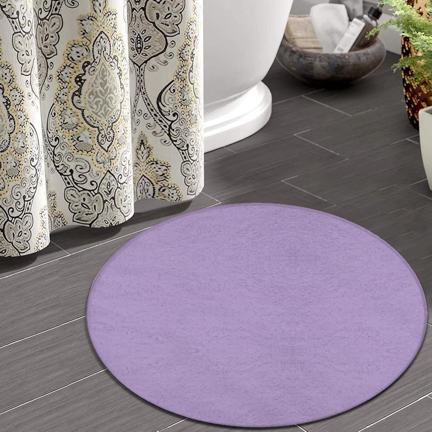 Women's Large Home Decor Mat, Soft Round Yoga Carpet, Non Slip Machine Washable Home Office Circle Rug Purple
