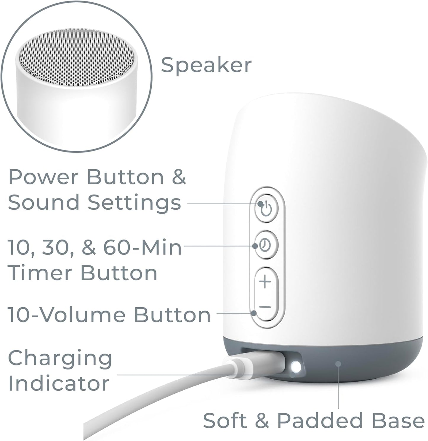 Pure Enrichment Wave Mini Zen Soothing Sound Machine - Portable Sound Machine for Yoga Studios, Travel & Sleep - 6 Relaxing Sounds, Optional Timer & Rechargeable Lithium Battery (Tranquil Green)