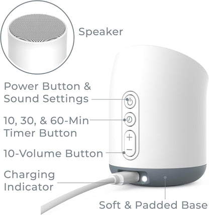 Pure Enrichment Wave Mini Zen Soothing Sound Machine - Portable Sound Machine for Yoga Studios, Travel & Sleep - 6 Relaxing Sounds, Optional Timer & Rechargeable Lithium Battery (Tranquil Green)