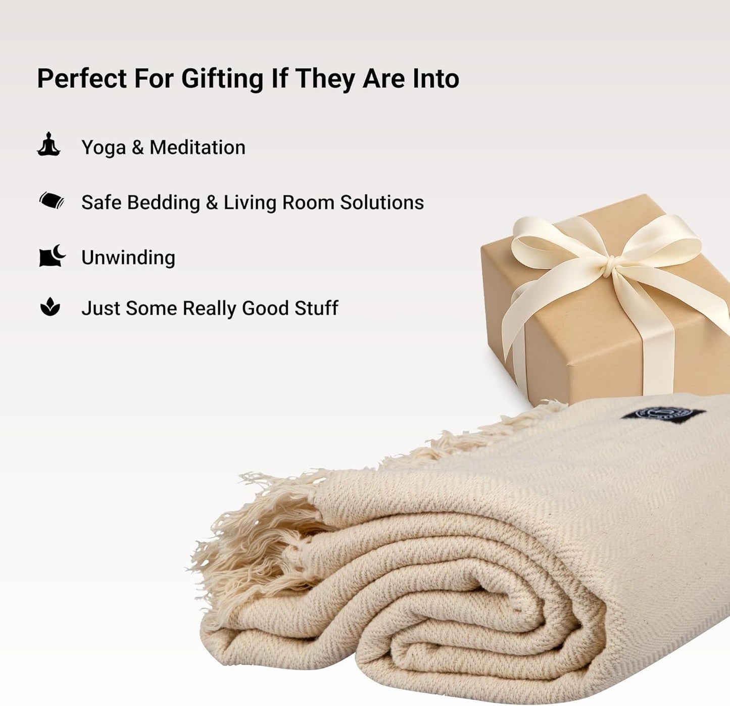 Tharie Handwoven GOTS-Certified Organic Cotton Blanket, Lightweight & Breathable, 142 x 200 cm