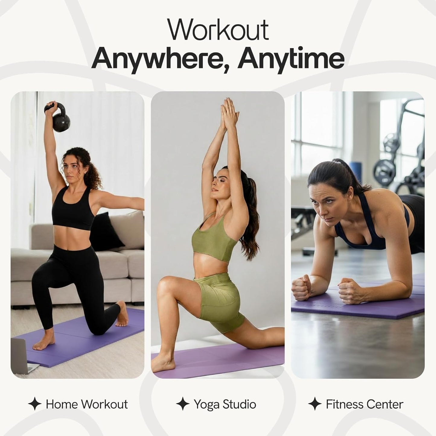 Folding Yoga Mat, TPE Folding Yoga Mat, Foldable Exercise Mat for Yoga, Pilates, Floor Workouts, Compact Design, Travel Friendly, Ideal for Home & Gym, Knee pad, Kneeling pad, No Roll Mat