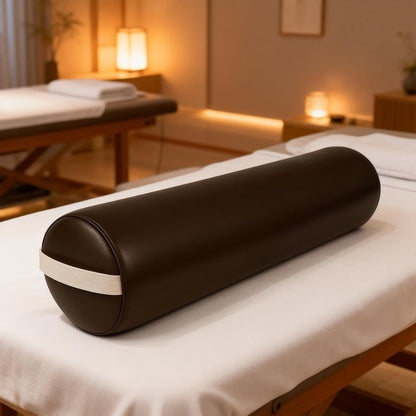 TOA Round Massage Bolster Pillow 24 x 6 Inch – Full Cylinder Support Cushion with PU Leather Cover & Carry Handle – for Massage Table, Yoga, Physical Therapy & Spa Use