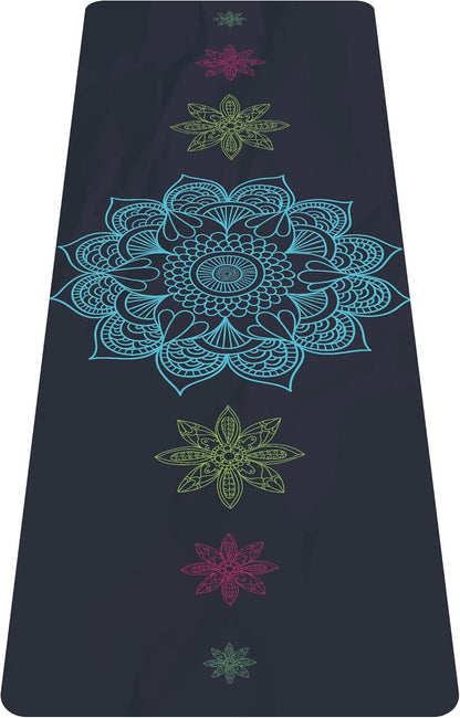 nuveti Printed Travel Yoga Mat-1/16 Inch Thick Non Slip Fitness Workout Mat with Carrying Bag, Foldable Lightweight Suede & Natural Rubber Yoga Mat for Yoga Pilates and Fitness 72" L x 24" W x 1.5mm