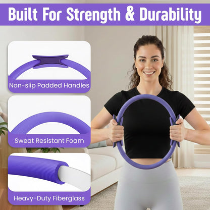 Pilates Kit for Women – 16 Pcs Home Pilates Equipment Set with Magic Circle Ring, Ball, 5 Resistance Bands, Yoga Strap, Ankle Weights, Grip Socks & More | Pilates Starter Kit