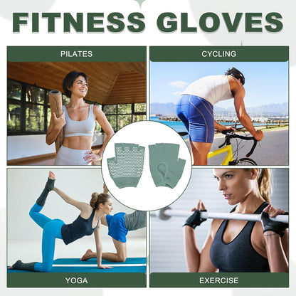 Yoga Gloves, Non Slip Fingerless Pilates Gloves Breathable Exercise Workout Mittens