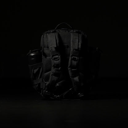 WOLFpak 35L Tactical Gym Backpack (Alpha Black) Durable 1000D Waterproof Oxford Material with MOLLE Webbing, Laptop Pocket & Dual Cup Holders, Durable Fitness/Travel/Military Daypack