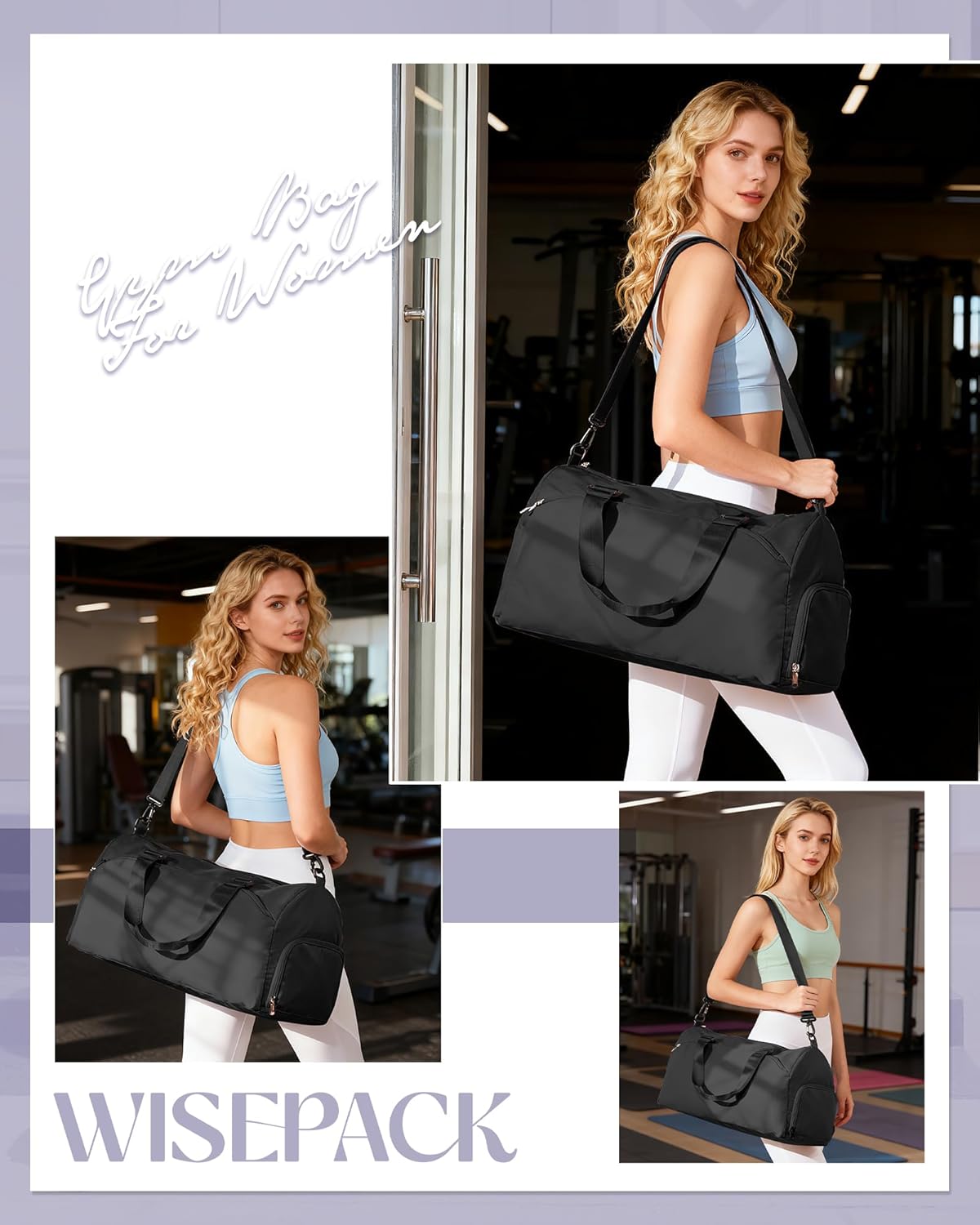Gym Bag Womens Mens with Shoes Compartment and Wet Pocket Travel Duffel Bag for Women for Plane Sport Gym Tote Bags Swimming Yoga Waterproof Weekend Overnight Carry on Bag Hospital Holdalls - Colors A