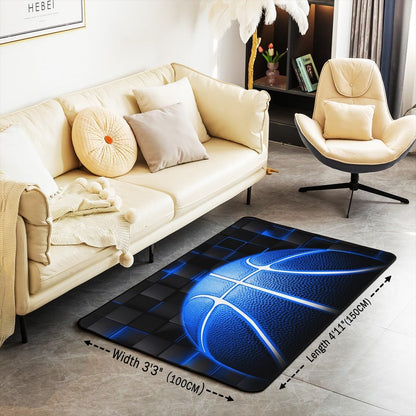 jejeloiu Basketball Living Room Rugs for Bedroom 5x7 Kids Gaming Sports Decor Carpet for Boys Girls Teens Ball Games Area Rug Soft Gift for Basketball Lover Grey and Black Room Decor