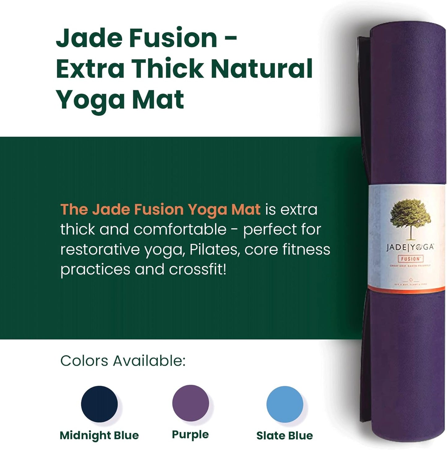 Jade Fusion Yoga Mat, Luxurious Comfort & Sturdy Workout Mats for Home Gym, 68" and 74" Yoga Mat Thick, Non-Slip Workout Mat with Extra Strong Grip, US Made Yoga Mats
