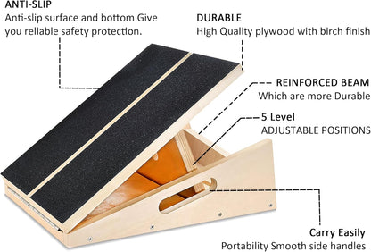 MUCITAGF Professional Slant Board, Adjustable Incline Board and Calf Stretcher, Slant Board for Calf Stretching, Calf Stretch Board