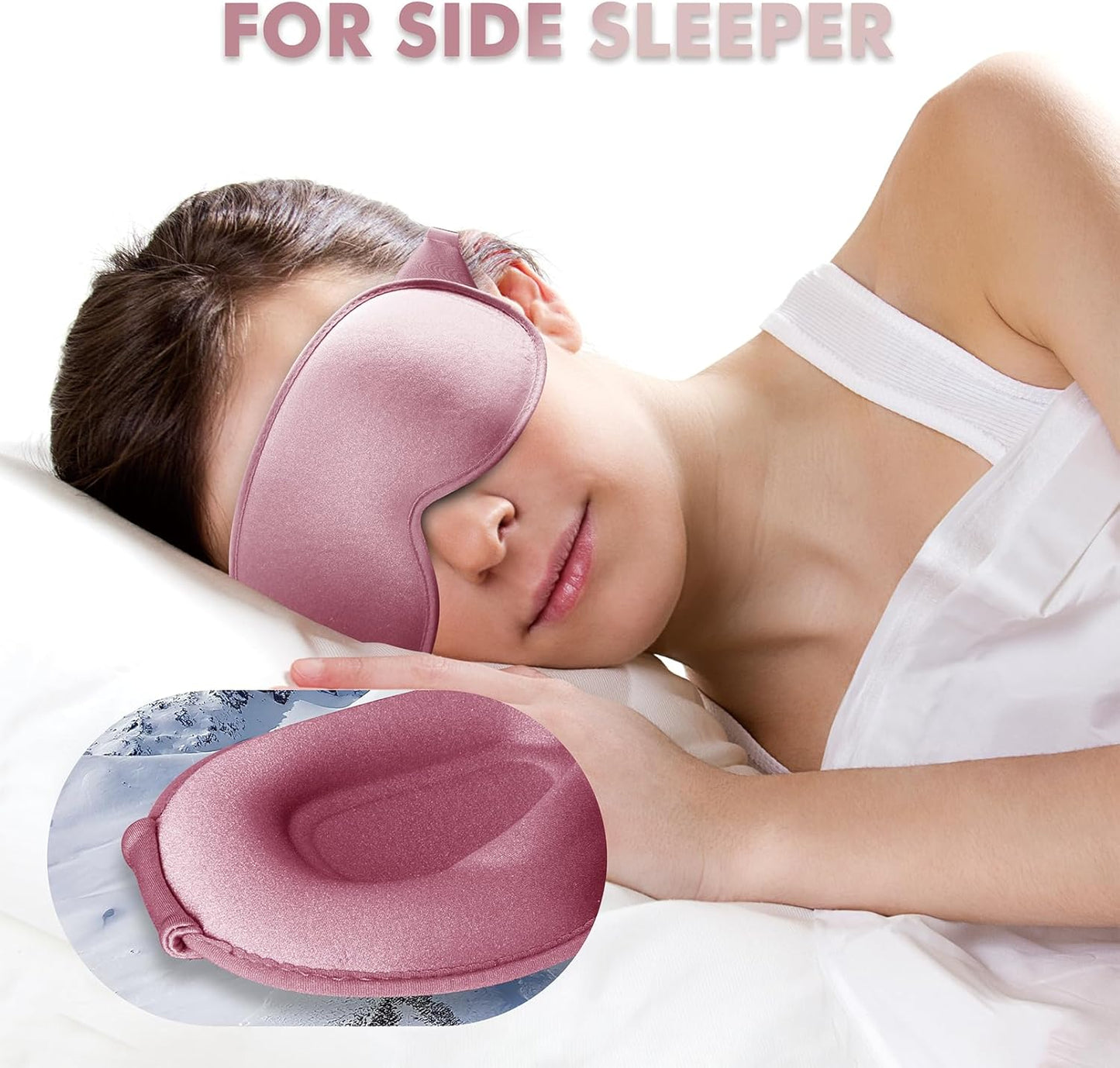 Sleep Eye Mask for Men Women, Sleeping Mask for Side Sleeper, Travel Blackout Night Blindfold Eye Shade Cover with Adjustable Strap (Black)