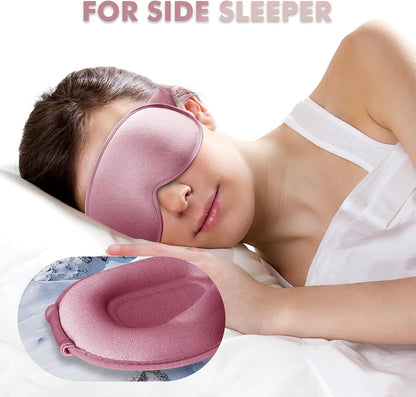 Sleep Eye Mask for Men Women, Sleeping Mask for Side Sleeper, Travel Blackout Night Blindfold Eye Shade Cover with Adjustable Strap (Black)
