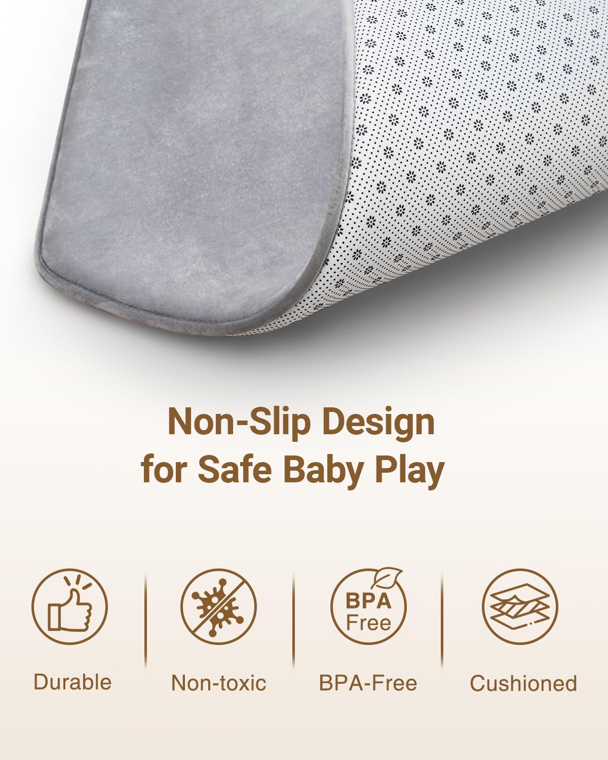 Large Thick Baby Play Mat for Floor,Padded Foam 59x79 Playpen Mat,Soft Support&Plush Feel Nursery Kids Rug,Non Slip for Toddler,Infants,Kids Playroom,Yoga,Baby Crawling,Tummy Time (Light Grey)