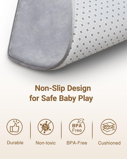 Large Thick Baby Play Mat for Floor,Padded Foam 59x79 Playpen Mat,Soft Support&Plush Feel Nursery Kids Rug,Non Slip for Toddler,Infants,Kids Playroom,Yoga,Baby Crawling,Tummy Time (Light Grey)
