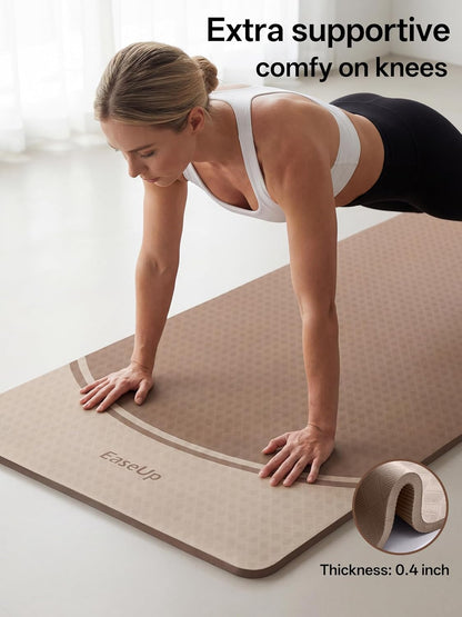 EaseUp Extra Thick Yoga Mat -2/5 inch (10MM), 72.8x31.5" Extra Long-Wide, Professional TPE Non-slip yoga mats for Yoga,Exercise, Workout,Pilates and Fitness, with strap