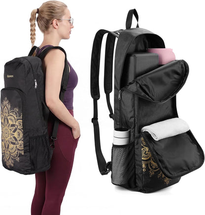 Gonex Yoga Mat Bag, 2 Carry Ways Yoga Backpack with Wet Compartment Metal Zippers for Women Men, Large Capacity Yoga Mat Carrier for Yoga, Gym, Travel