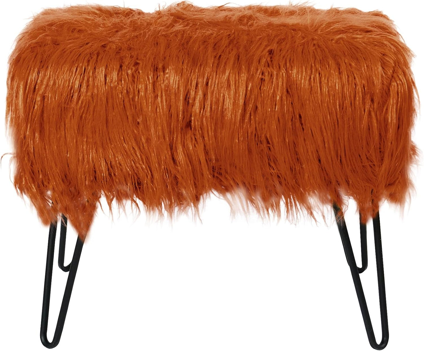 Home Soft Things Green Mongolian Faux Fur Ottoman, Desert Sage, 19'' x 13'' x 17'', Cozy Plush Fluffy Ottoman Foot Rest Stool for Living Room Bedroom Entryway Makeup Bench End of Bed Home Décor