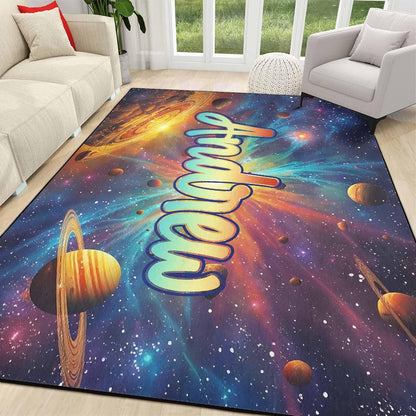 Personalized Family Name Initials Monogram Pink Rug, Shining Butterfly Printed Carpets for Girls Kids Butterfly Theme Living Room Indoor Bedroom Decor 5'×7' Soft Polyester Yoga Mat