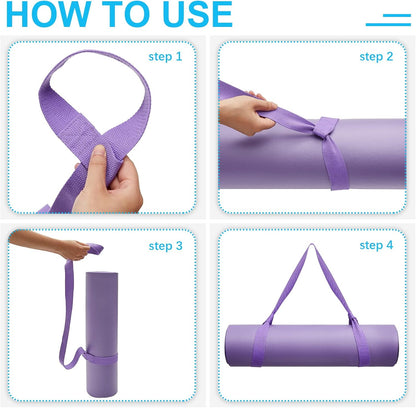 Deekin 4 Pcs Yoga Mat Straps for Carrying Yoga Mat Holder Adjustable Thick Carrier Exercise Sling Cotton Workout Stretching Band for Carrying Large Mats Roller Skate