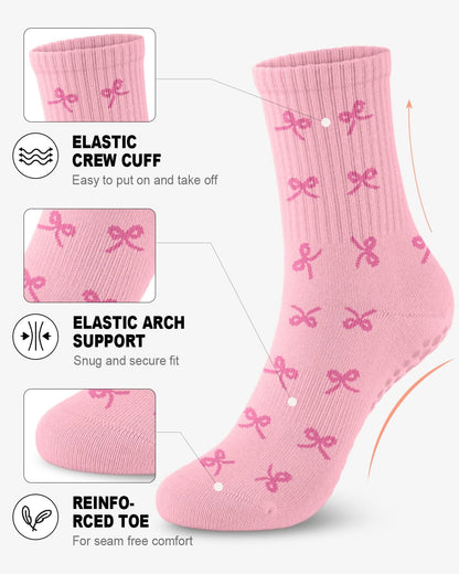 3/6 Pairs Grip Pilates Socks for Women, Non-slip Yoga Athletic Socks for Barre Ballet Barefoot Workout Hospital