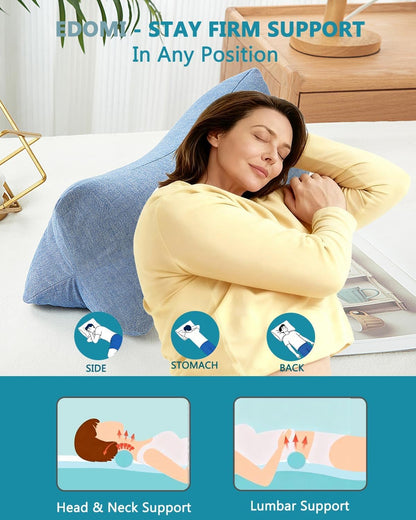 Cervical Buckwheat Roll Pillow for Sleeping,15.7"x5.9" Buckwheat Hulls Pillows Filling, Triangle Pillow for Neck Support Yoga Bolster, Adjustable Fill for Neck Pain Relief,Gray