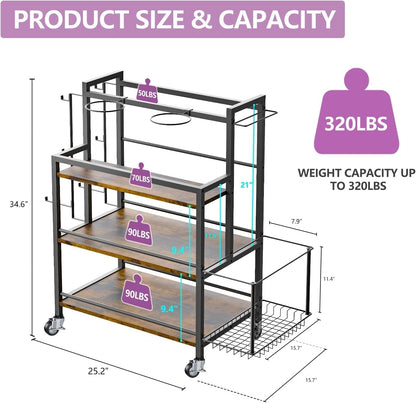 EasyCom Home Gym Storage, 4 Tier Large Capacity Rack for Dumbbells Kettlebells Foam Roller, Yoga Mat Strap and Resistance Bands, Exercise/Workout Equipment Storage Gym Organizer With Hooks and Wheels