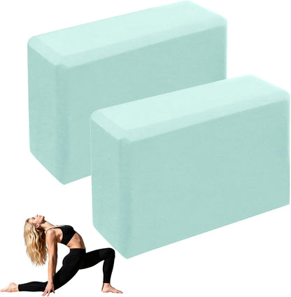 Leikefitness Yoga Blocks 2 Pack,Lightweight-High Density Eva Foam Soft Non-Slip for Yoga, Pilates, Meditation 9"×6"×3"