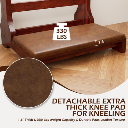 AECOJOY Prayer Kneeler Bench with Soft Cushion & Storage Shelf, Comfortable Wooden Kneeling Meditation Seiza Prayer Stool for Praying at Home or Church