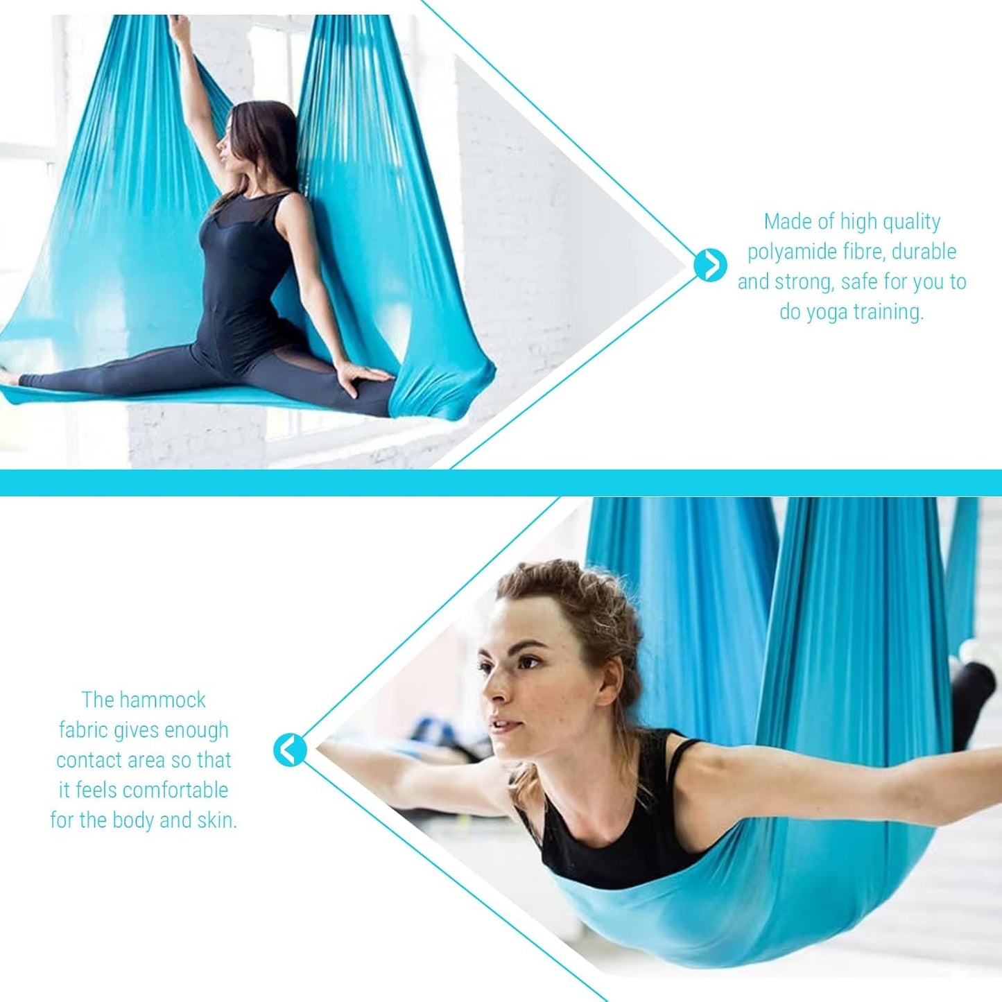 Aerial Yoga Hammock, Elastic Aerial Silk Fibre, Low Stretch Design, Comfortable Contact Area, Polyamide Fibre, Blue, Modern Style
