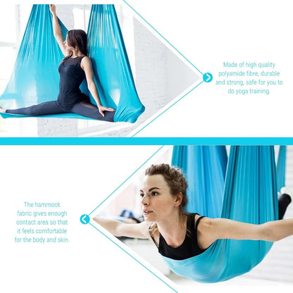 Aerial Yoga Hammock, Elastic Aerial Silk Fibre, Low Stretch Design, Comfortable Contact Area, Polyamide Fibre, Blue, Modern Style