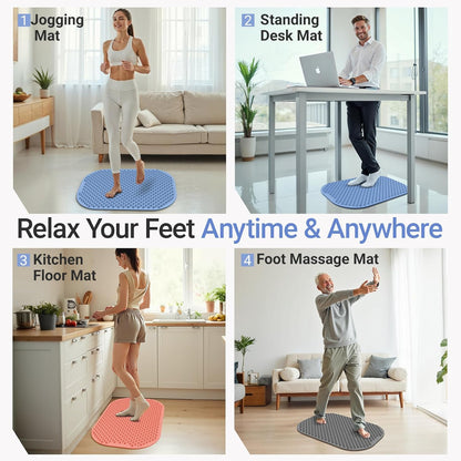 Upgrade Silicone Foot Massager Mat with Dual-Side Usage, Large Reflexology Mat for Feet Relaxation, Foldable Foot Acupressure Mat, Portable Standing Desk Mat for Pain, Fatigue Relief(Gray-L)