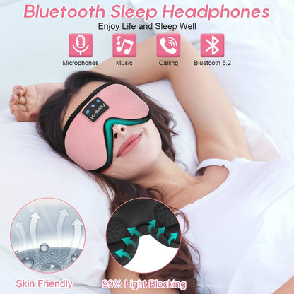 LC-dolida Sleep Headphones, 3D Sleep Mask Bluetooth Wireless Music Eye Mask, Sleeping Headphones for Side Sleepers Sleep Mask with Bluetooth Headphones Ultra-Thin Stereo Speakers Perfect for Sleeping
