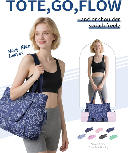 sportsnew Yoga Mat Bag Tote Yoga Gym Bags For Women Men with Waterproof Wet Pocket & Hook-and-loop, Quick Access Storage Yoga Mat Bag Carrier