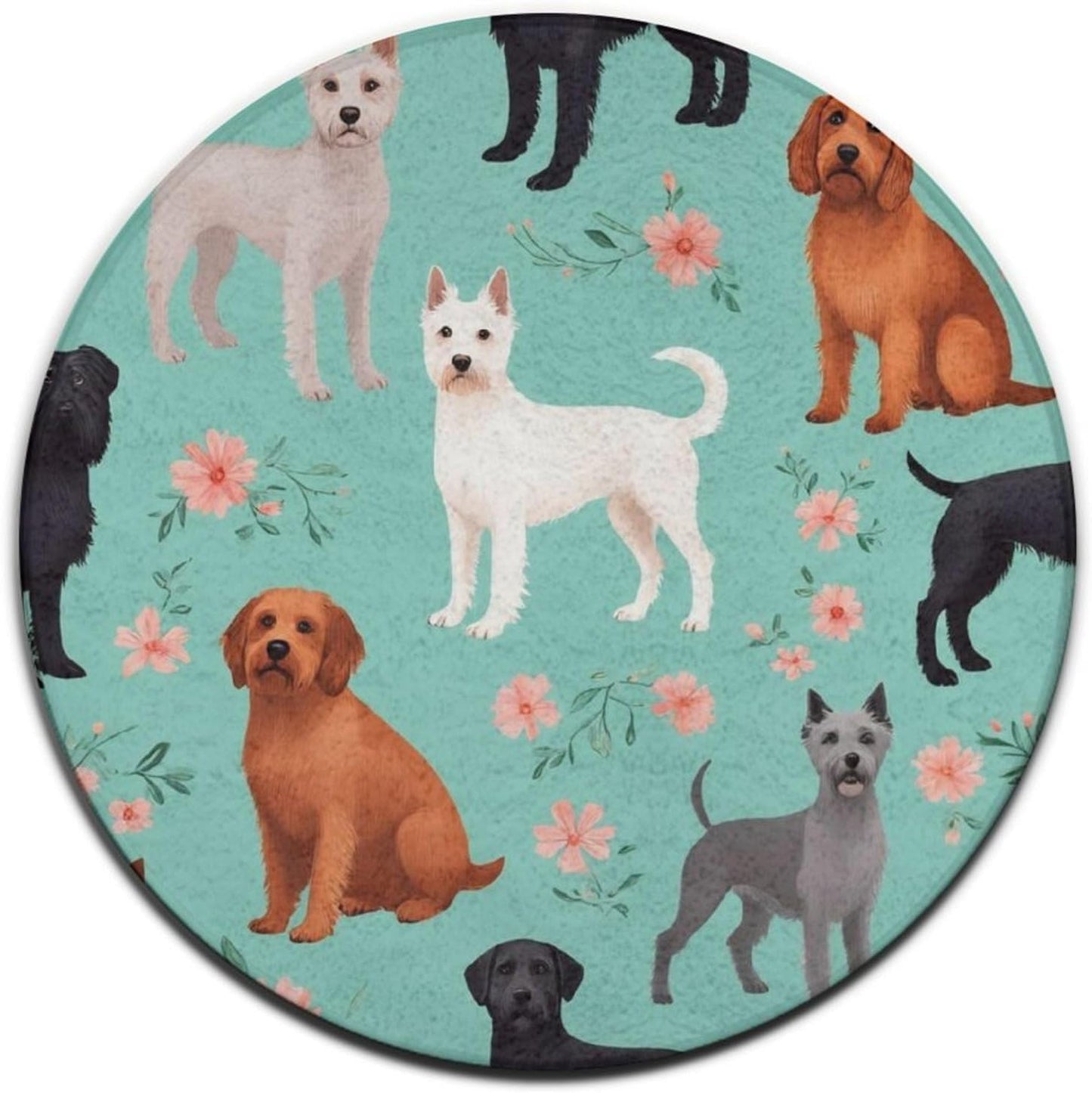 Large Home Decor Mat, Soft Round Yoga Carpet, Non Slip Machine Washable Home Office Circle Rug Gothic Witchy Sun Moon Mushroom Moth
