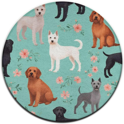 Large Home Decor Mat, Soft Round Yoga Carpet, Non Slip Machine Washable Home Office Circle Rug Gothic Witchy Sun Moon Mushroom Moth