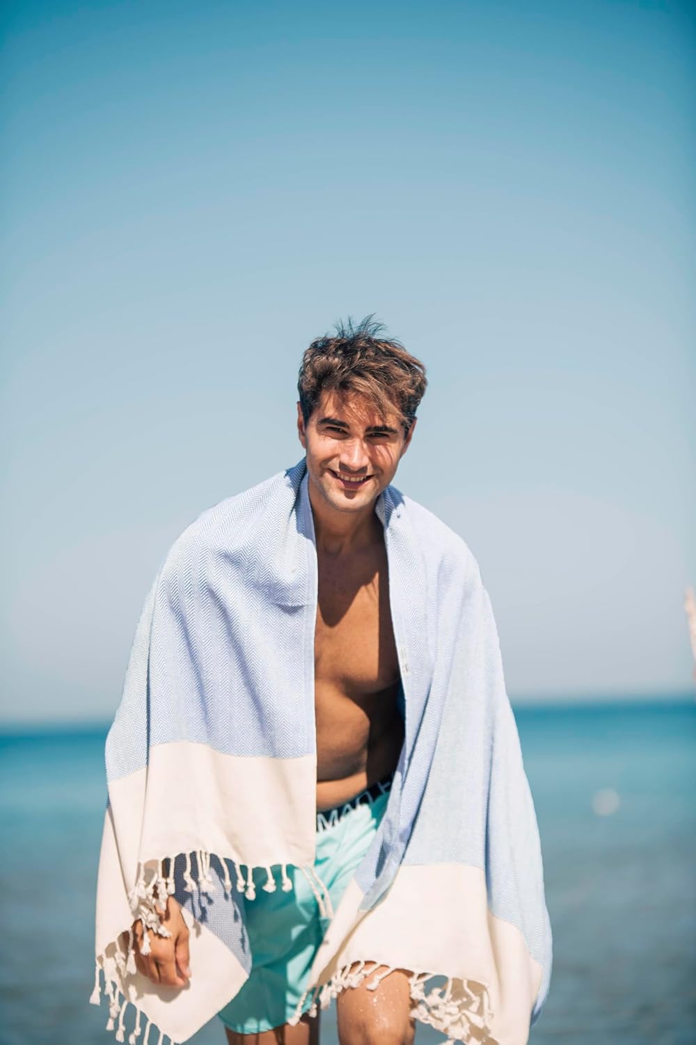 Bazaar Anatolia Turkish Beach Towel – 100% Cotton, Quick Dry, Lightweight and Sand Free – Perfect for Bathroom, Travel, Yoga, Camping, Oversized 71x39 inches - Diamond Black - Colors A