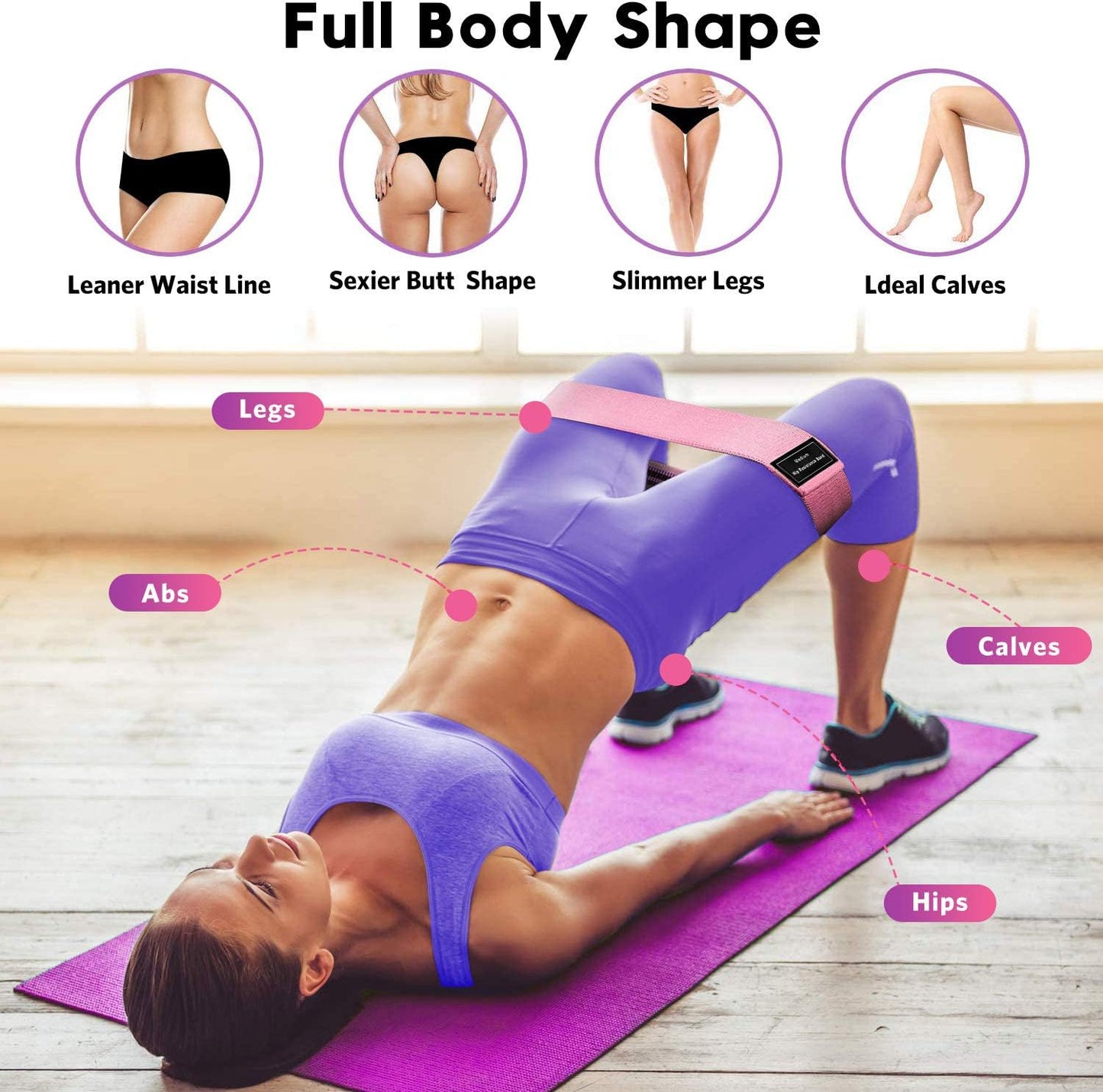 Renoj Resistance Bands for Working Out: 3-Set Professional Exercise Bands for Pilates, Yoga, Home Gym, Booty, Leg Training | Heavy/Medium/Light Fabric Loops for Women Men