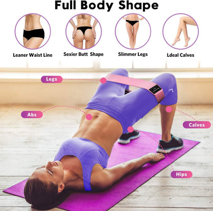 Renoj Resistance Bands for Working Out: 3-Set Professional Exercise Bands for Pilates, Yoga, Home Gym, Booty, Leg Training | Heavy/Medium/Light Fabric Loops for Women Men