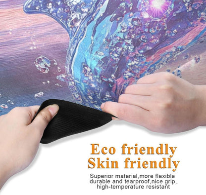 Dolphin Purple printed non toxic yoga mat for gym, natural rubber non slip, with Yoga bag cover tapete para ejercicio 71x26 inches