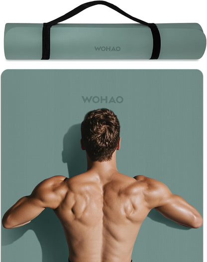 Extra Wide & Thick 8mm Yoga Mat, 72"x31.5" Large Non Slip Exercise Mat, Premium POE Material for Superior Cushioning & Stability, with Strap for Home Gym, Pilates
