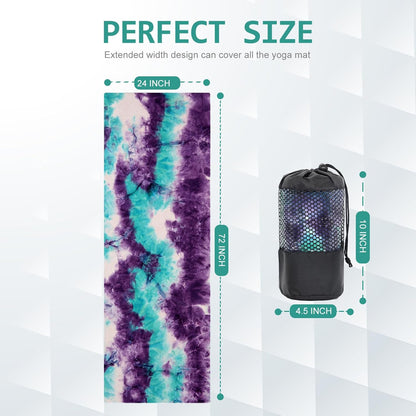 Eunzel Yoga Towel,Hot Yoga Mat Towel with Grip Dots Sweat Absorbent Non-Slip for Hot Yoga, Pilates and Workout 24" x72", Purple & Blue