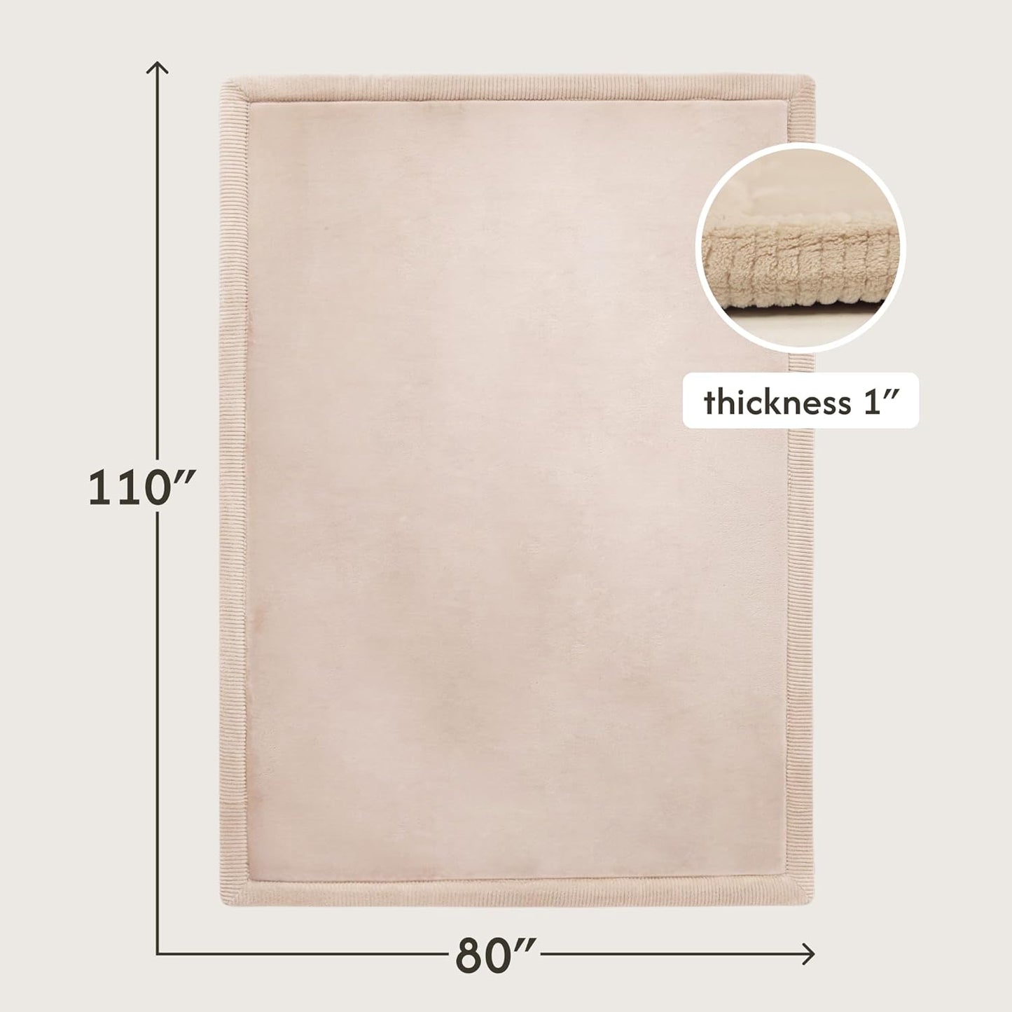 Hakuna Matte CloudSoft Mat for Floor 60" x 80" Beige – Coral Velvet Memory Foam Rug – Non-Slip, Water-Resistant