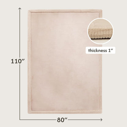 Hakuna Matte CloudSoft Mat for Floor 60" x 80" Beige – Coral Velvet Memory Foam Rug – Non-Slip, Water-Resistant