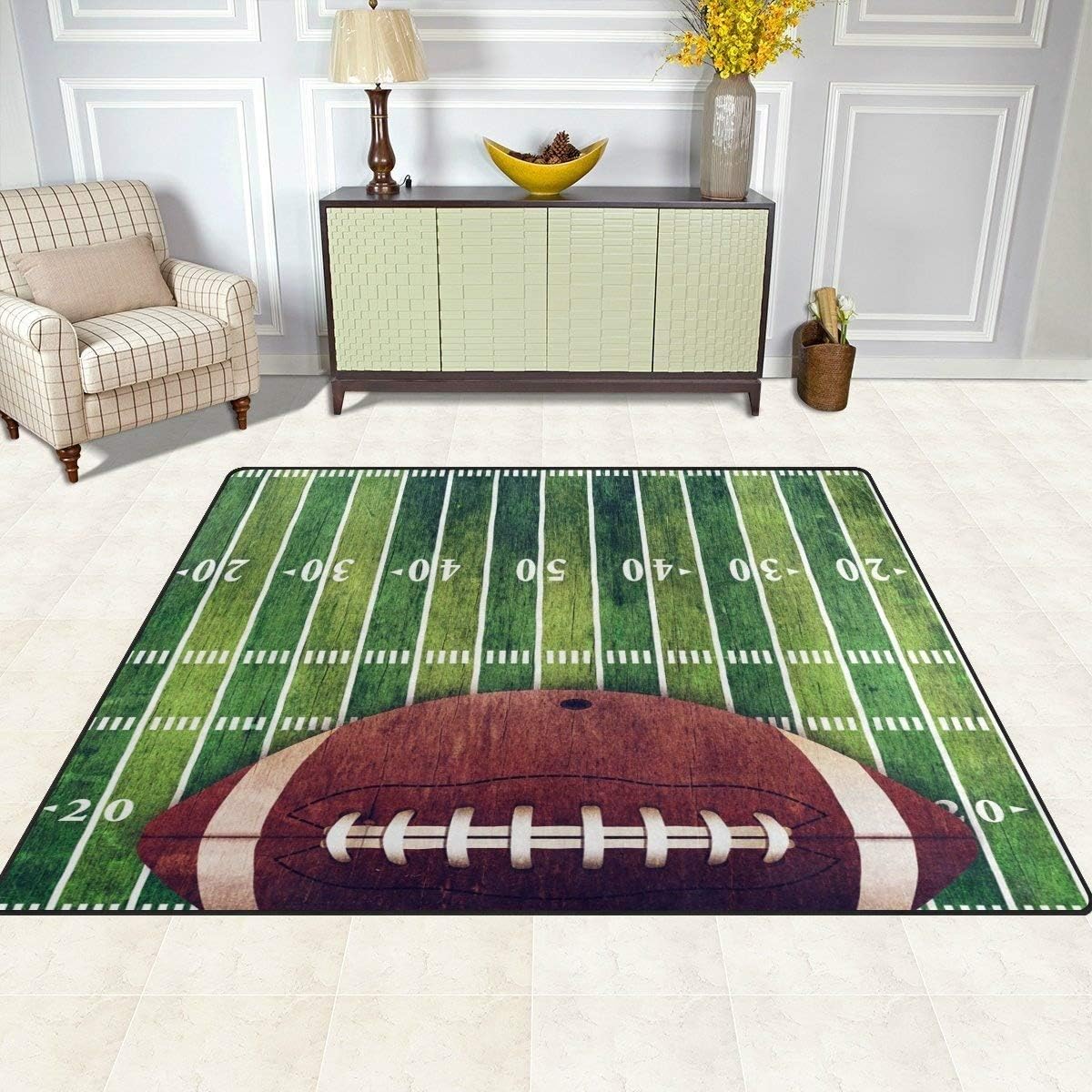 Sport Baseball Lace Non Slip Area Rug for Living Dinning Room Bedroom Kitchen, 5' x 7'(58 x 80 Inches), Sport Nursery Rug Floor Carpet Yoga Mat