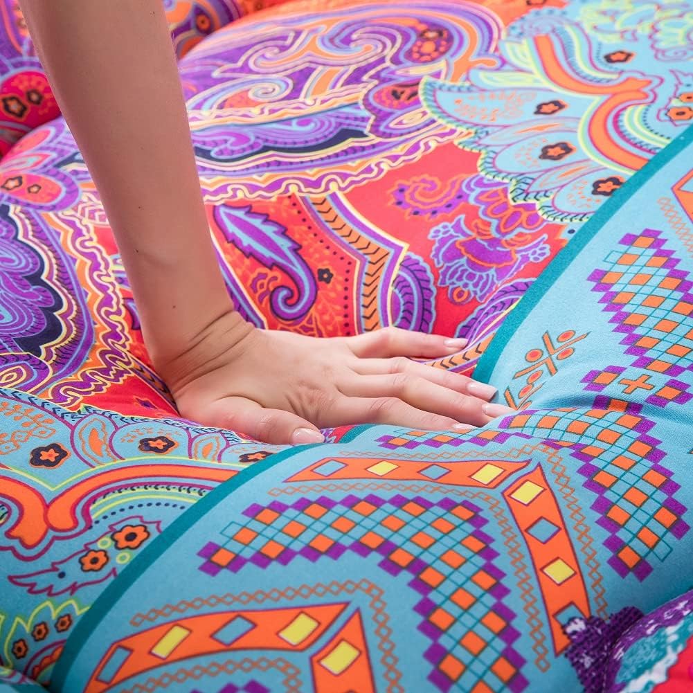 MAXYOYO Bohemian Retro Mattress Boho Floral Japanese Futon Mattress Tatami Floor Mat Foldable Portable Camping, Sleeping Pad, Lounger Couch Bed Full Size