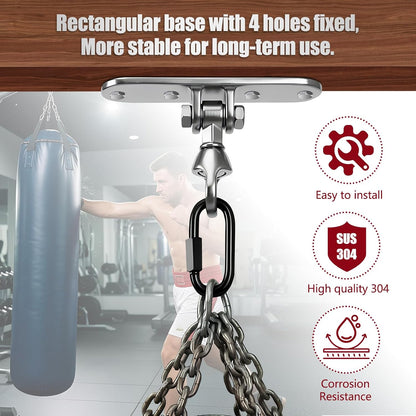 Heavy Bag Hanger,Stainless Wall Ceiling Mount Hook 180°/360° Rotation Wood Beam Holder Body Weight Strength Training Systems, Aerial Yoga Swing & Hammock