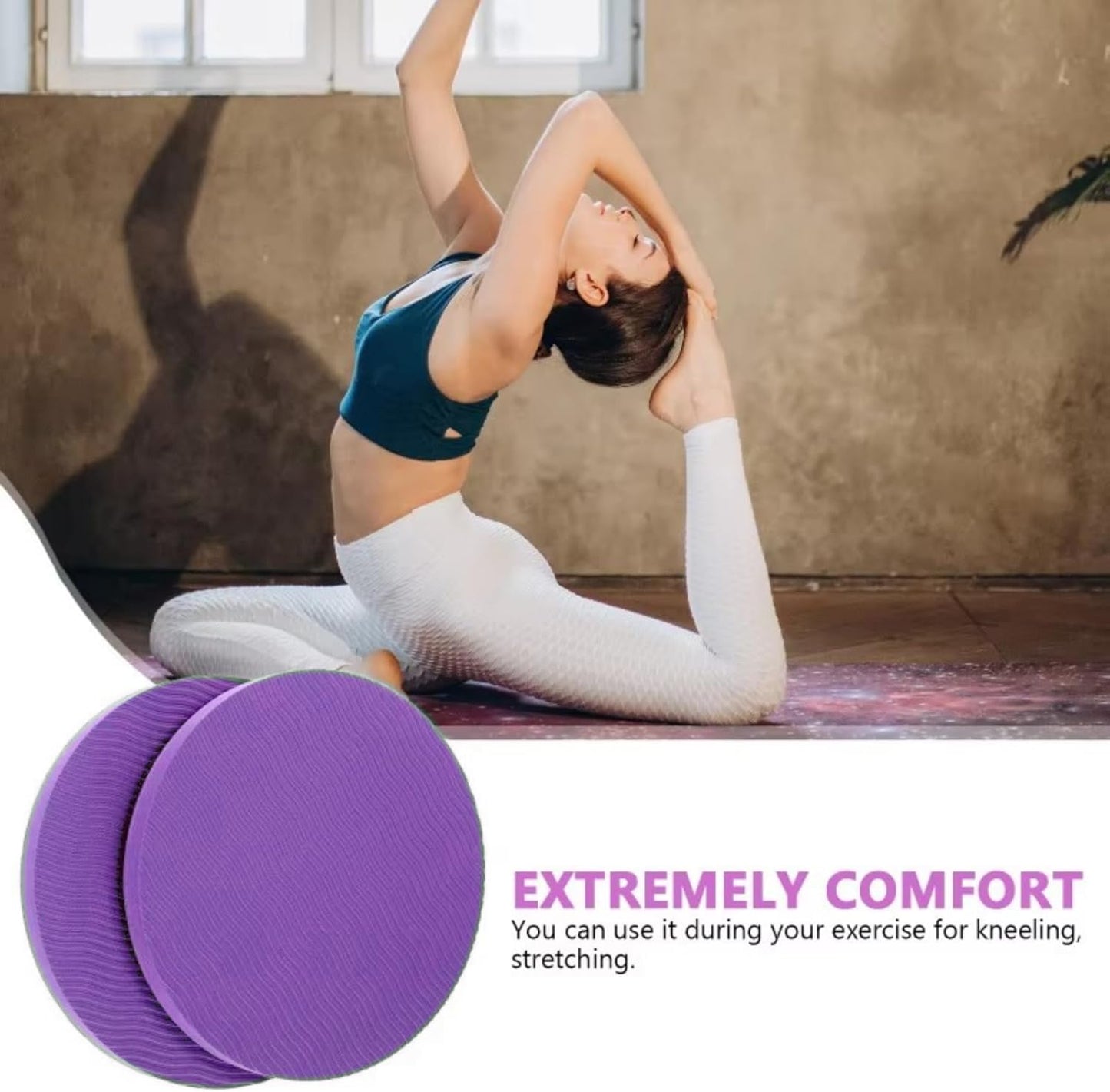 2-piece set yoga knee pads and exercise mats - super thick anti slip support for thick boards, gardening, push ups, knees, Pilates, and floor exercises - knees, elbows, wrists