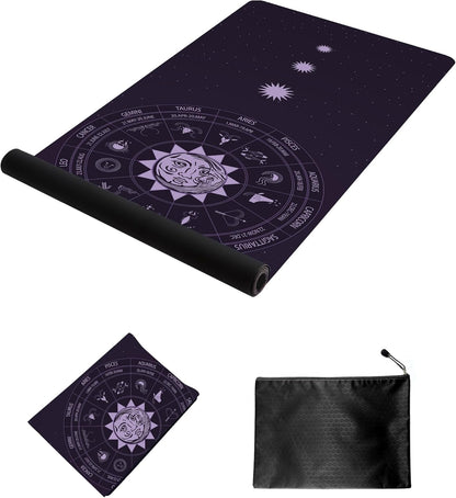 nuveti Printed Travel Yoga Mat-1/16 Inch Thick Non Slip Fitness Workout Mat with Carrying Bag, Foldable Lightweight Suede & Natural Rubber Yoga Mat for Yoga Pilates and Fitness 72" L x 24" W x 1.5mm